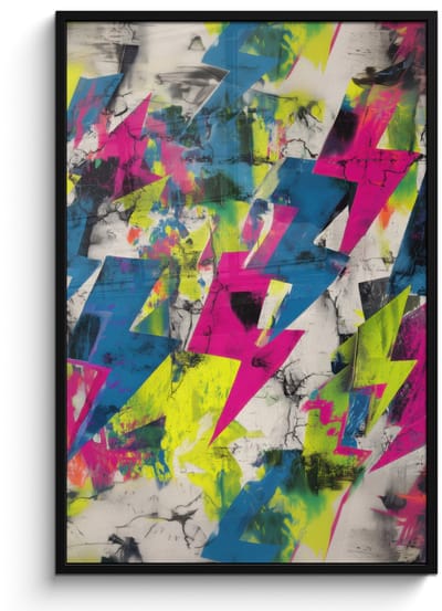 Poster in lijst - Fotolijst 80x120 cm - Posters - Bliksemschichten - Patroon - Marmer - Kleuren - Posterlijst zwart - Decoratie - Wanddecoratie woonkamer - Muurdecoratie slaapkamer