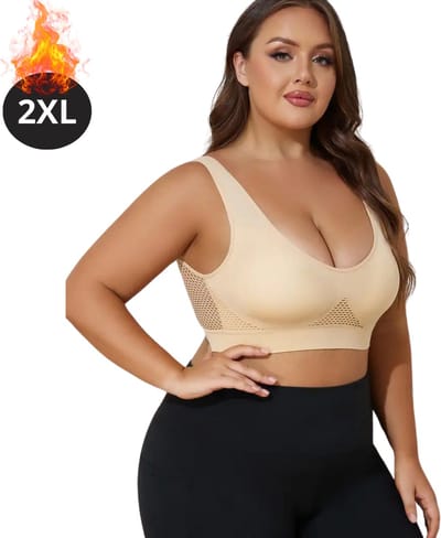 Bovista BH Zonder Beugel - Zonder Bandjes - Push-up Bh's - Comfort Beha - Comfortabel - Sterk - Dames - Plus Size - Beige - Maat 2XL