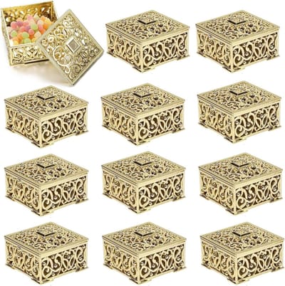 Dailygoods- Trouwfavorieten 12 Stuks - Candy Box - Mini - Hexagon/Square - Bruiloft/Hen Party - Plastic - 3 cm Hoog - Candybox