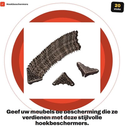 Dailygoods- Meubelhoeken 20 Stuks - Hoekbeschermers - Vintage Decoratief - Gietijzer - Bevestigingsschroeven - 38 mm Randlengte