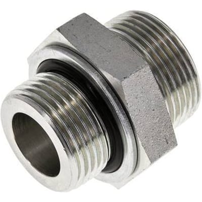 UN 1-7/16''-12 x G 1'' Verzinkt Stalen Borstnippel ORFS 400 Bar - Hydrauliek - FL2S-M-EZE-107U-100G-O