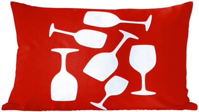Sierkussens - Kussentjes Woonkamer - 60x40 cm - Wijnglazen - Silhouetten - Wit