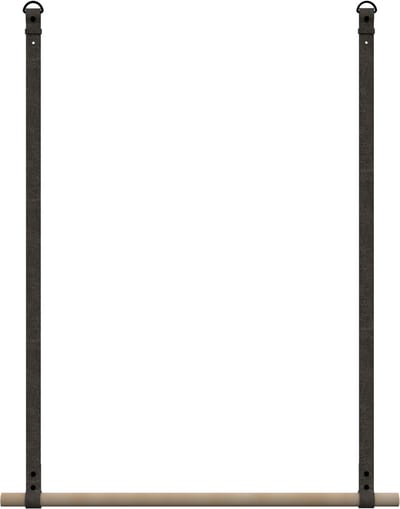 Kapstok/ kledingrek 80cm - aan leren banden - Handles and more® | V GREY - stang: rondhout