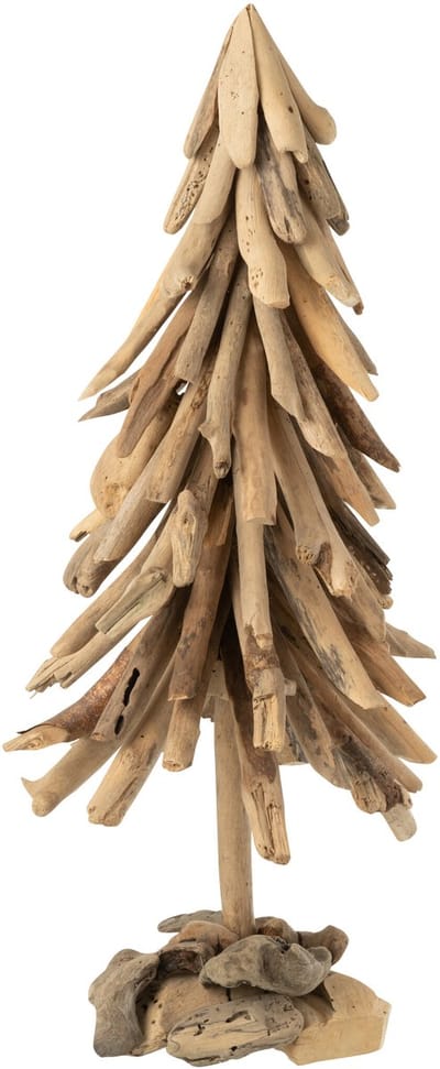 J-Line decoratie Kerstboom op voet - hout - naturel - large