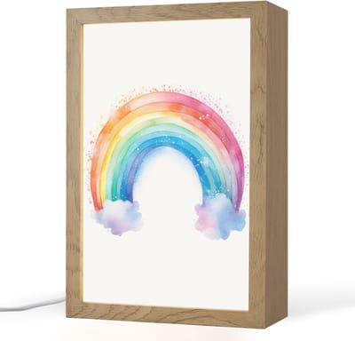 Nachtlampje 20x30 cm - Kinder lampje - Regenboog - Kinderen - Meisje - Tafellamp kinderkamer - Slaapkamer lamp - Bedlamp kinderen - Kinderlampje stopcontact - Wandlamp babykamer - Nachtlampjes