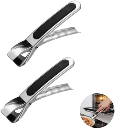 2 stuks - Hitte-isolerende clip - Roestvrijstalen anti-verbrandings clip voor afdruiprekken - Hitte-isolerende clip voor in de keuken - Geschikt voor magnetrons, ovens, airfryers en stoomovens (zwart)