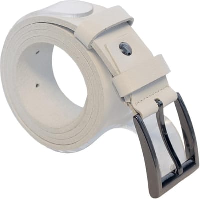 Riem Heren – 4 cm – Riem - Wit Leer - Riem Dames - Broekriem Heren - Totale Riem Lengte 110 cm - Taillemaat tot 90 cm