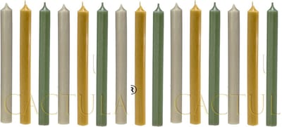 Cactula dinerkaarsen 19,5 cm Charming - Taupe / Oker / Olive 15 stuks