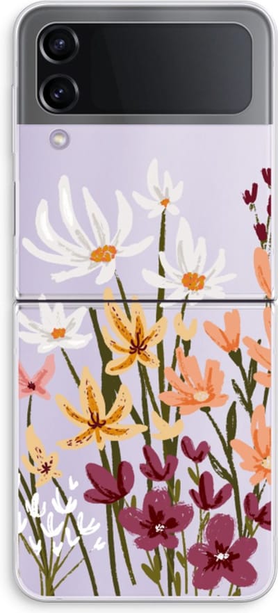 Case Company® - Hoesje geschikt voor Samsung Galaxy Z Flip4 hoesje - Painted wildflowers - Soft Cover Telefoonhoesje - Bescherming aan alle Kanten en Schermrand