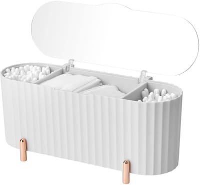 Dailygoods- Make-up Organizer Draaibaar - Cosmetica Organizer - 4 Vakken - Transparant - Hoogwaardig Acryl - Afneembare Handgreep
