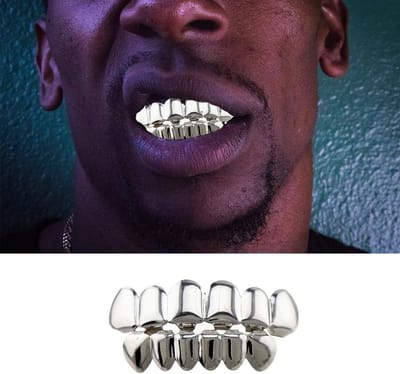 Hip Hop Grills voor Mannen en Vrouwen, Glanzende Gouden en Zilveren Tandenaccessoires voor Rapper Kostuums en Feestjes
