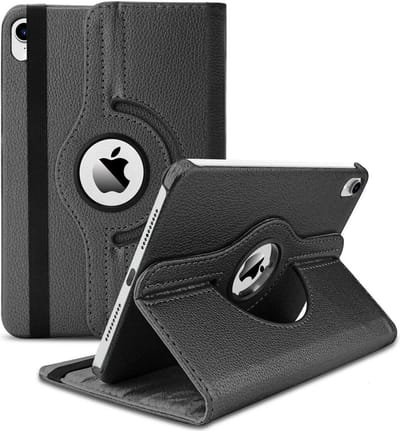 Casemania Hoes Geschikt voor Apple iPad Mini 2024 (8.3 inch) - Zwart - Draaibare Tablet Book Cover