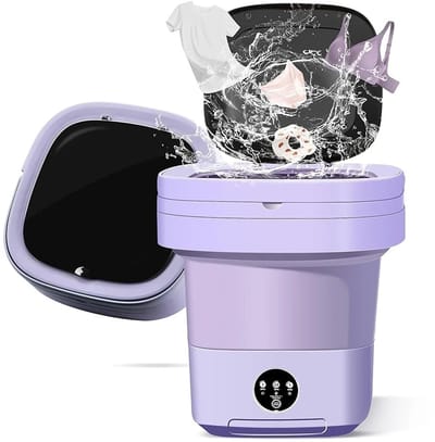 Allero Mini Wasmachine - Draagbare Wasmachine - Draagbare Droger - 2-in-1 - 11 Liter - Opvouwbaar - Paars - Zacht Geluidsniveau
