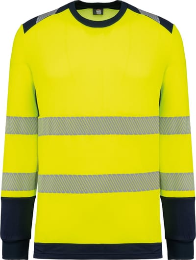 WK. Designed To Work Gerecycled veiligheids-T-shirt lange mouwen WK361 - Hi Viz Yellow / Navy - 3XL