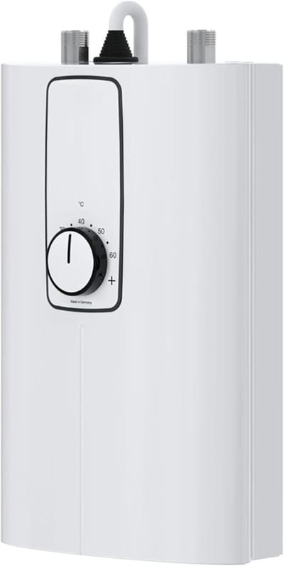 Aurixi® Doorstroomverwarmer - Doorstromer - Doorstromer Wastafel Elektrisch - Automatische Thermostaat – Boiler – Ondertafel Montage - Wit - ‎9cm x 19cm x 30cm