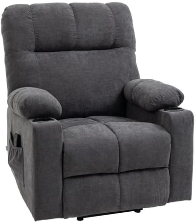 Elektrische Massagestoel - Massagefauteuil met Liftfunctie & Verwarmingsfunctie - Sta-opstoel - 8 Vibratiekoppen - Kantelbaar tot 135° - tot 150 kg - met Afstandsbediening - Relaxfauteuil - Relaxstoel - TV stoel - Donkergrijs