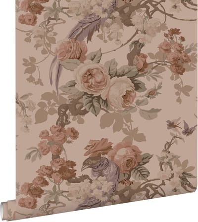 ESTAhome behang bloemen en vogels oudroze - 50 x 900 cm - 139809