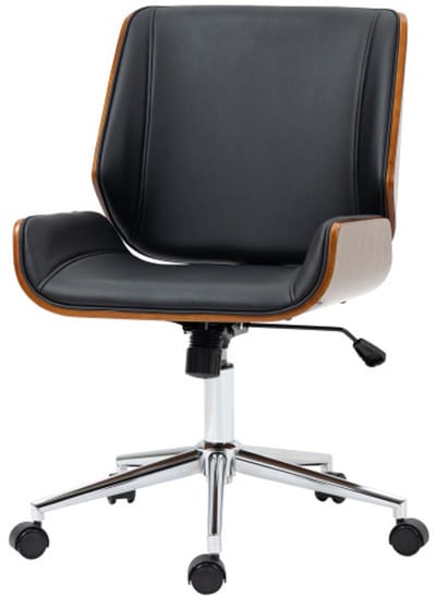 Stoel, Draaisteel, Verstelbare hoogte bureaustoel, Geschikt voor Kantoor, Werkruimte 53 x 60 x 86-96 cm, Zwart, Kunstleer