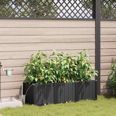 vidaXL - Plantenbak - 3 - st - Zwart - 120 - x - 40 - x - 37,5 - cm - PP