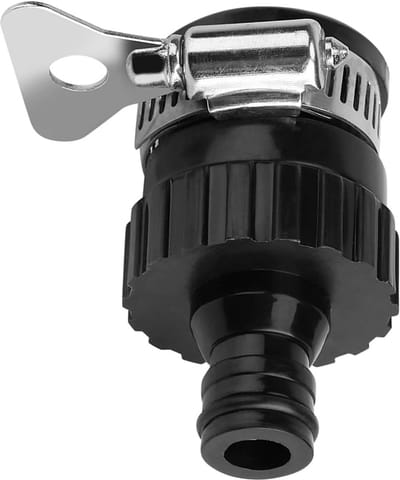 Kraankoppeling Slang Adapter - Universele Connector - Tuin en Auto - Roestvrij Staal - 6.5 cm Lengte - Zwart