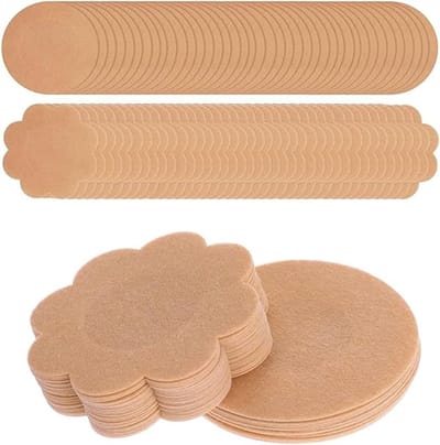 80 stuks Nipple Covers - Tepelbedekkers - Tepelbeschermers - Non-woven tepelbedekkers - Ronde en bloemvormige vormen - Comfortabel om te dragen - Tepelbedekkers voor jurken, halterjurken, jarretels - Beige