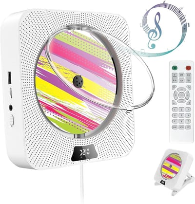 Draagbare CD Speler - Muziekspeler Radio - Muziek Luisteren - Wandmontage Ontwerp - Met Afstandsbediening - Wit