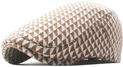Winkrs - Flatcap Khaki Geometrisch design - platte pet, golfpet, bescherm tegen de zon