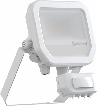 Ledvance LED Floodlight Aluminium Wit 8W 1200lm 100D - 840 Koel Wit | IP65 - Bewegings- En Lichtsensor - Symmetrisch
