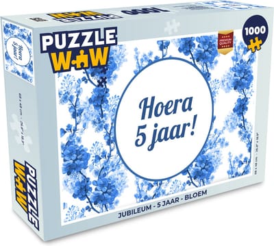 Puzzel Jubileum - 5 Jaar - Bloem - Legpuzzel - Puzzel 1000 stukjes volwassenen