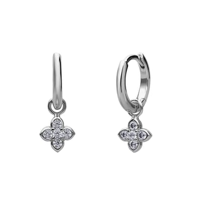 Lucardi Dames Zilveren oorringen met hanger ster en zirkonia - Ketting - 925 Zilver - Zilverkleurig