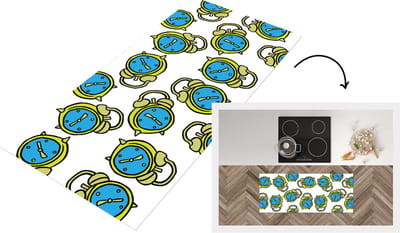 Keukenloper - Loper keuken - Wekker - Patroon - Cartoon - Slapen - 120x50 cm - Keukenloper vinyl