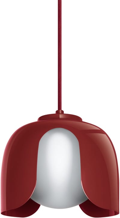 OSRAM Decor Corolle Hanglamp, Rood Metaal Glas, E27 Versie, Textielkabel, 200mm, Retro-Stijl