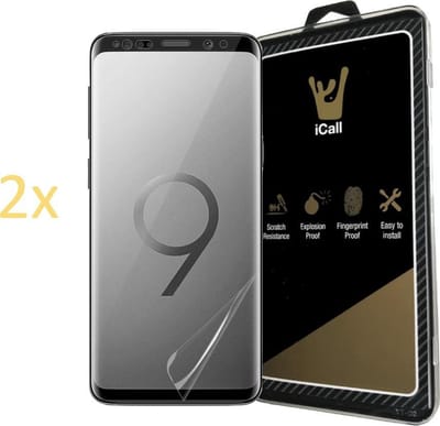 2x Screenprotector geschikt voor Samsung Galaxy S9 Plus - Glas PET Folie Screen Protector Transparant 0.2mm 9H