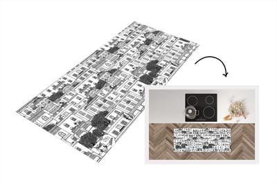Keukenloper - Loper keuken - Patronen - Athene - Huis - 120x50 cm - Keukenloper vinyl
