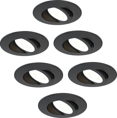 Ledvion - 6X LED Inbouwspot - Zwart - Dimbaar - 5W - IP65 - CCT - COB - Ø75mm