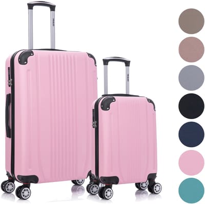 TRALEX - Levante - 2 Delig kofferset - 27L&73L - Kleine handbagage - 27L - Medium koffer - 73L - ABS - Harde schaal - Cijferslot - Lichtgewicht - Flexibel - Duurzaam - Stille (rubberen) wielen - Dubbele spinnerwielen - Lichtroze