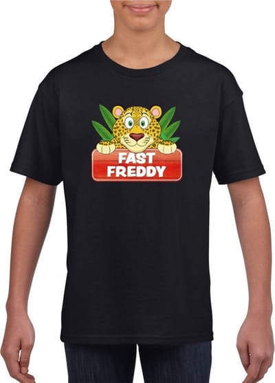 Fast Freddy t-shirt zwart voor kinderen - unisex - luipaarden shirt - kinderkleding / kleding 110/116