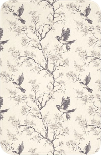 WC mat 40x60 cm - Antislip - Takken - Vogels - Beige - Toiletmat - Vloermat - Douchemat - Toilet tapijt - Toiletmatten