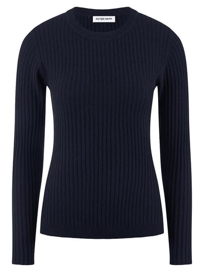 Trui ronde hals kasjmier Van Peter Hahn blauw