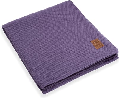 Knit Factory Jesse Gebreid Plaid XL - Woondeken - plaid - Wollen deken - Kleed - Violet - 195x225 cm