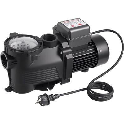 Pompe de Piscine, 550W, Débit Max 14 000 L/H Pompe de Piscine à Vitesse Unique, AC 220-240V, 3450 tr/min, Hauteur de Relevage Max 12 m, avec Minuterie 24 Heures et Panier Filtre, pour