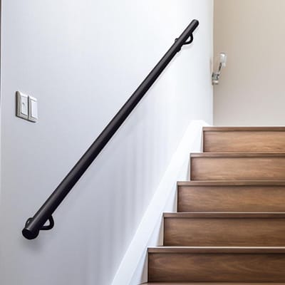 Trapleuning - Muursteun - Veiligheid Vergroten - Dubbele Roestbescherming - Tot 600cm - Zwart