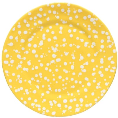 Costa Nova Portugees Aardewerk dinerbord Geel met witte verfspatten 27 cm collectie Rafaela
