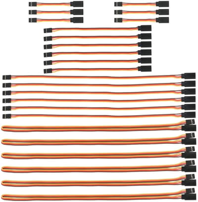 Allecto - Servokabel - 24 stuks Verlengkabel - Flexibel en duurzaam - 3-polig JR Plug - Geschikt voor RC voertuigen - 22AWG en 60 kernen