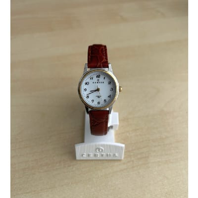 Certus-dameshorloge-model 645314-goud/zilverkleurig-kroko print-bruin lederen band-5 atm waterdicht-diameter 26 mm-bicolor-made in France