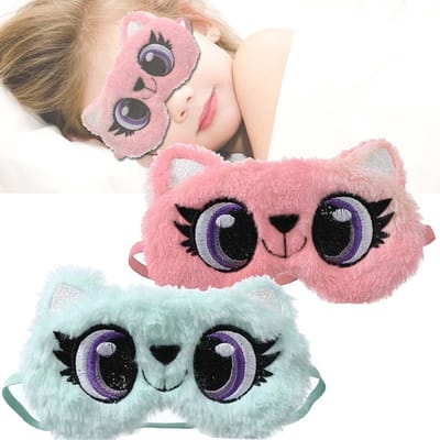 Zachte Fluffy Slaapmasker Set - Cartoon Oogmasker voor Comfortabel Slapen, Bescherming en Ontspanning voor Vrouwen en Kinderen