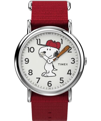 Timex Peanuts Snoopy Weekender TW2R41400 Horloge - Nylon - Rood - Ø 38 mm