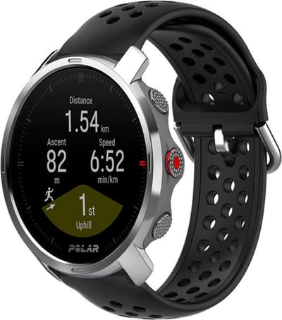 Strap-it Siliconen bandje met gaatjes - geschikt voor Polar Grit X / Grit X Pro / Vantage M / M2 / M3 / V3 - zwart