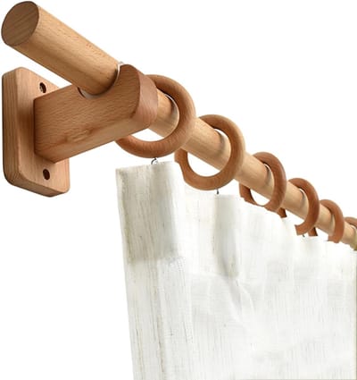 Houten Gordijnroede - Enkele Roede - Raambekleding Ophangen - Massief Hout - 320cm Lengte - Naturel