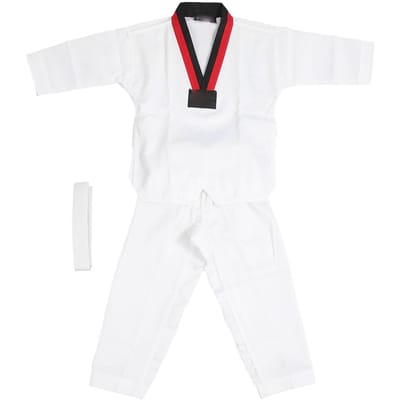 Kinderen Taekwondo Uniform met Riem Polyester en Katoen Ademend Zacht Kinderen Sport Karate Uniform L white